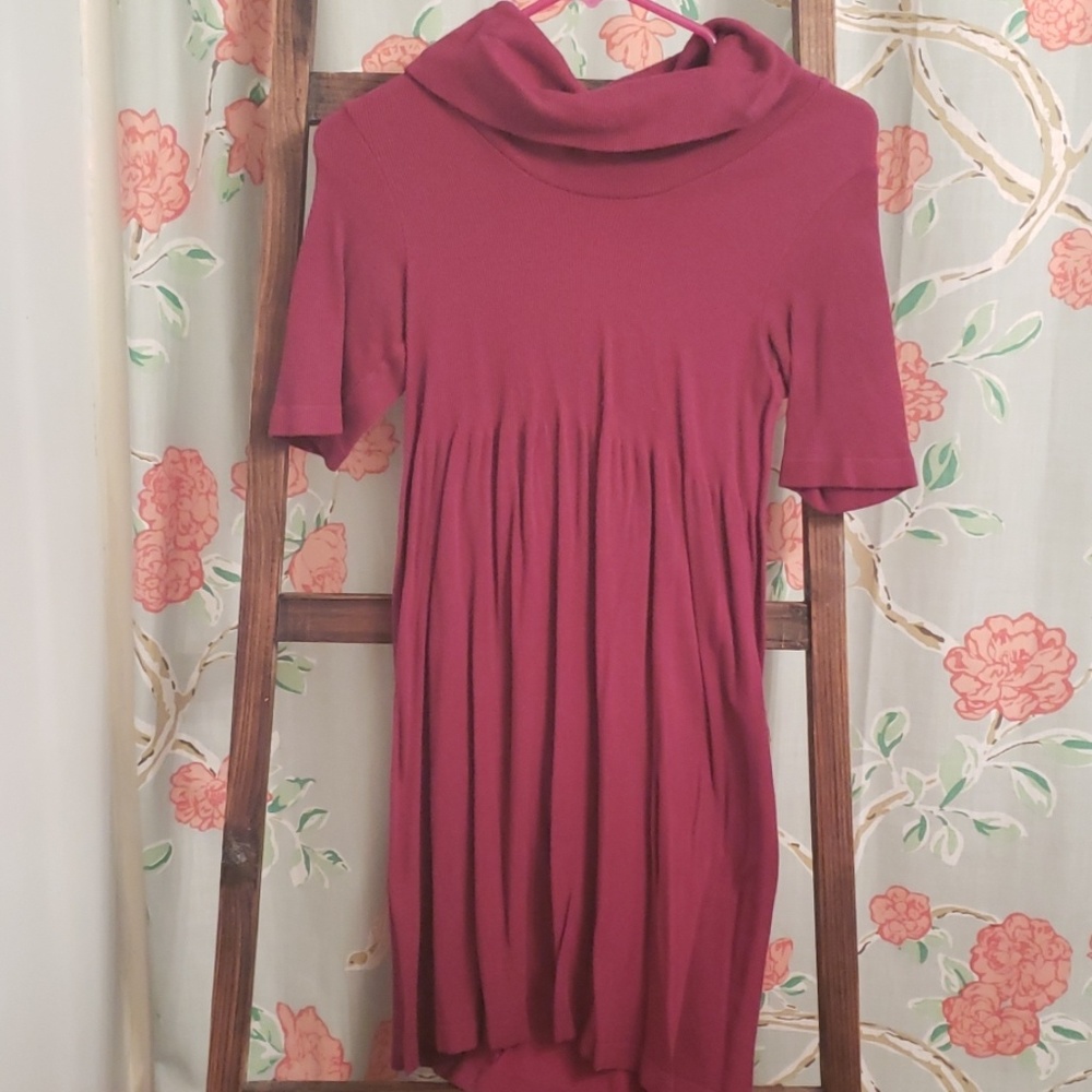 Short sleeve sweater dress.